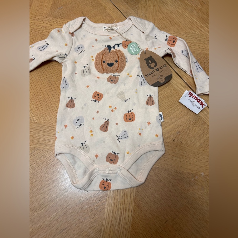 Rabbit‎ + Bear Organic Long Sleeve Fall Halloween Onesie Size 6-9 Months